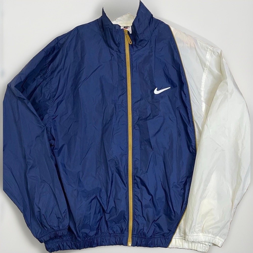 Vintage Nike Track Jacket Mens XL Blue White Full Zip Center Check On Back
